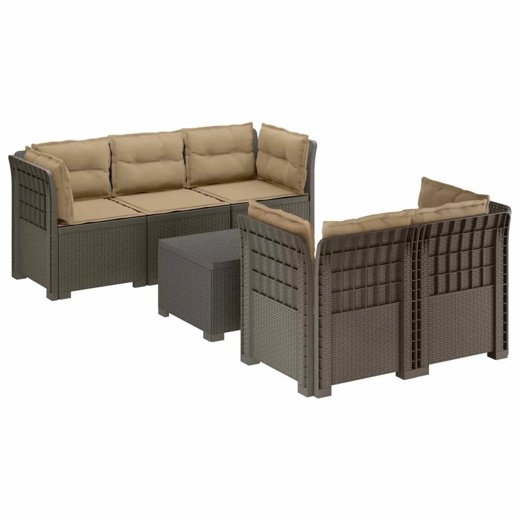 Divano da Giardino 5 Posti con Cuscini Stile Rattan PP 3443920