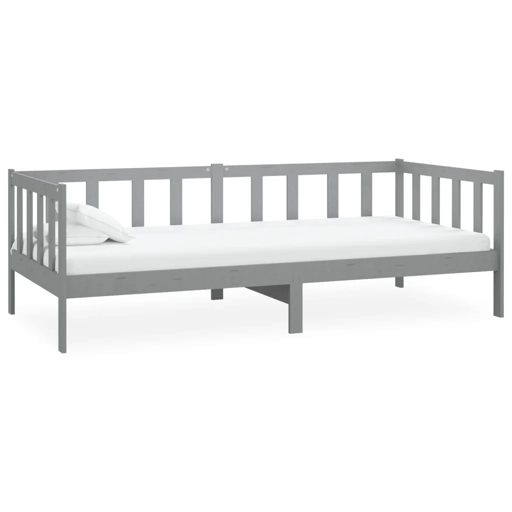 Divano Letto con Materasso 90x200 cm Grigio in Legno di Pino 3083621