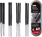 Set di matite a carboncino da legno 10 pezzi - Sticks di carboncino da legno - Matite per schizzi - Matite per disegno - Arte - Carboncini da legno di alta qualità