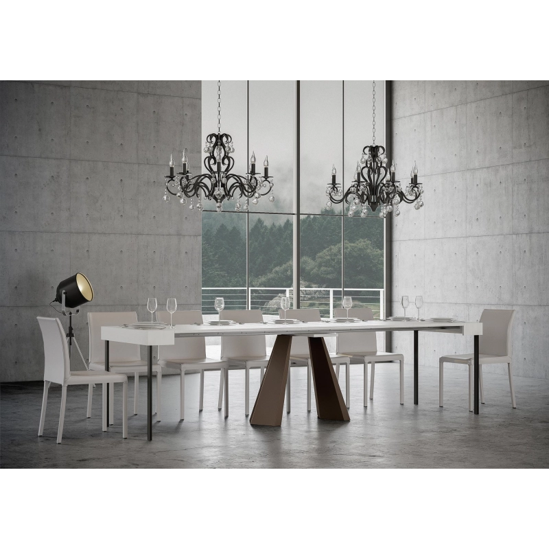 Consolle allungabile 90x40/300 cm Diamante telaio Orso - Bianco Frassino