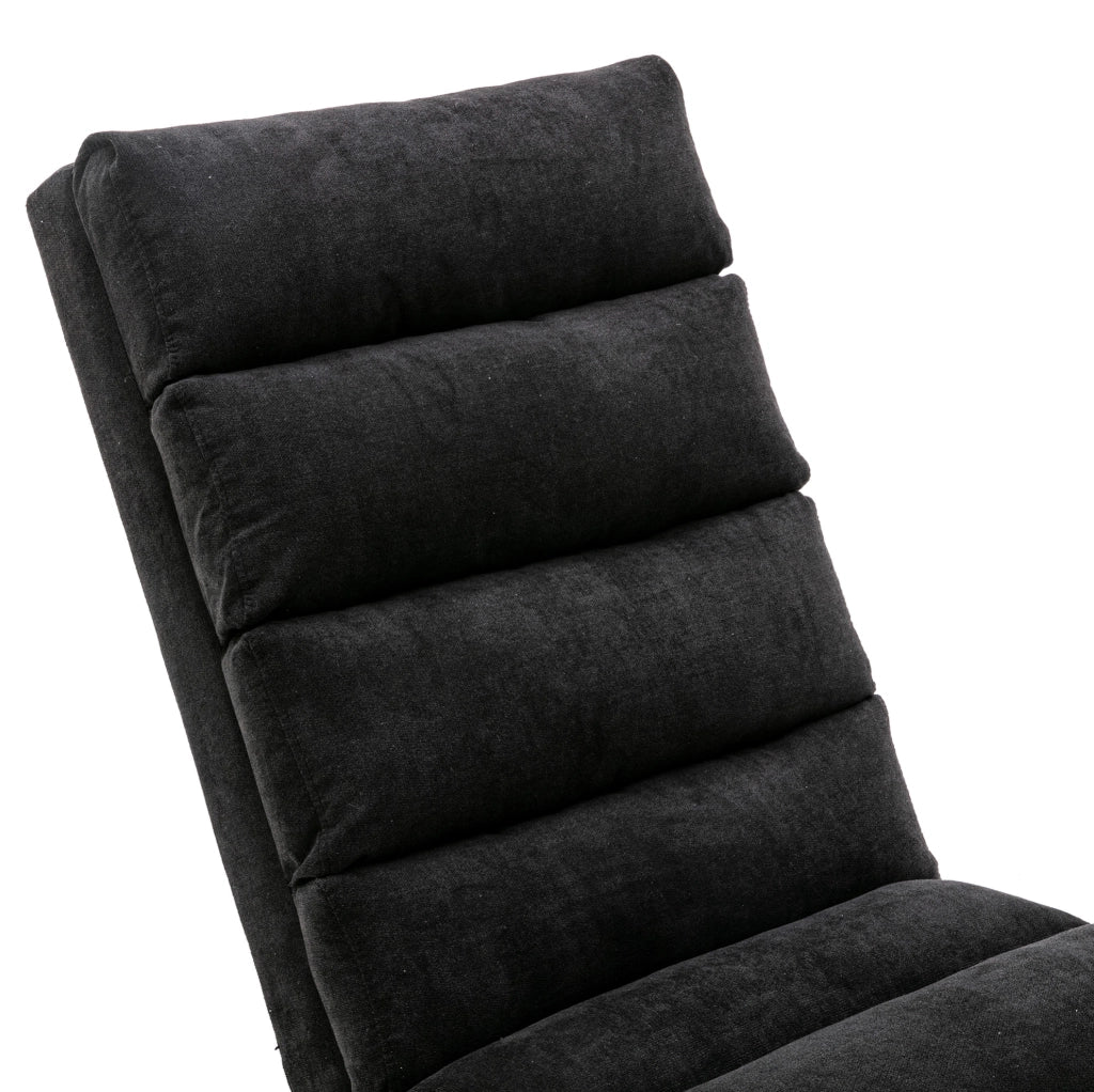 Chaise longue massaggiante fissa in lino nero con vibrazione