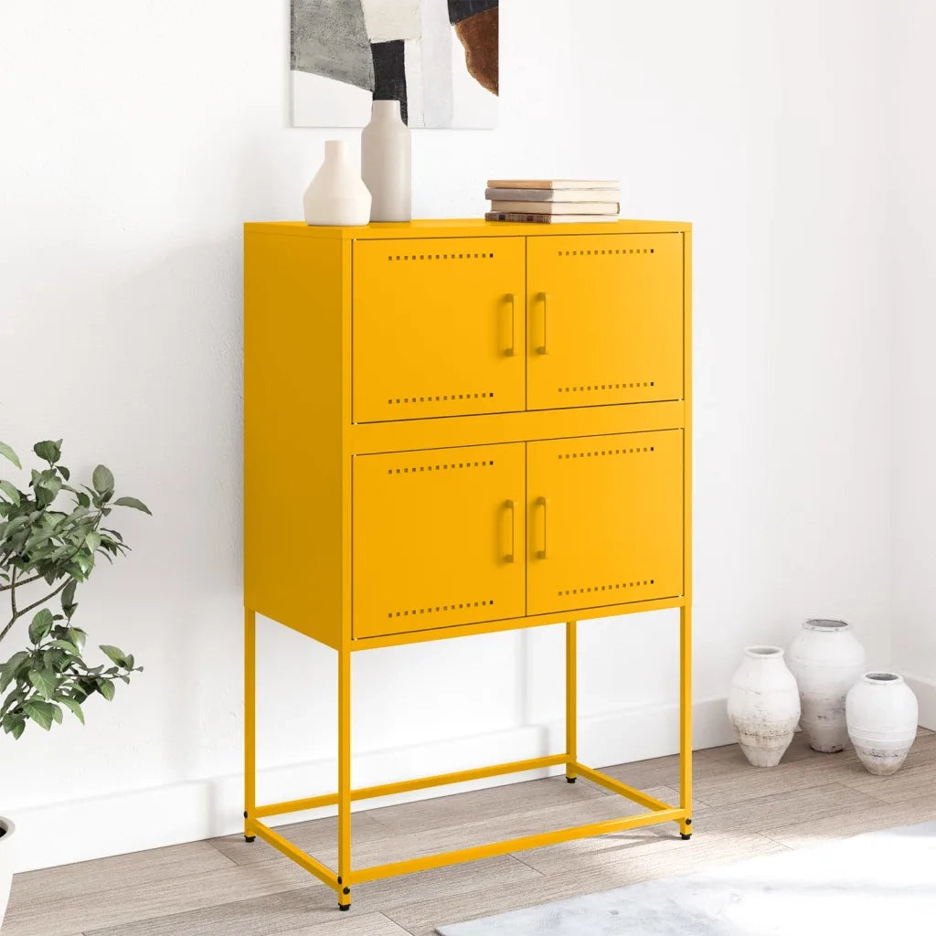 Credenza | Madia | Buffet da pranzo | Armadio da pranzo Giallo Senape 68,5x38,5x107 cm in Acciaio