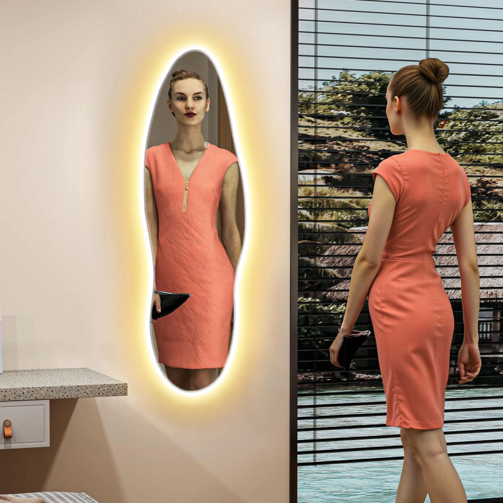 Specchio da Parete a Pieno Corpo con Luci LED ¨C Minimal ¨C 120x40 cm