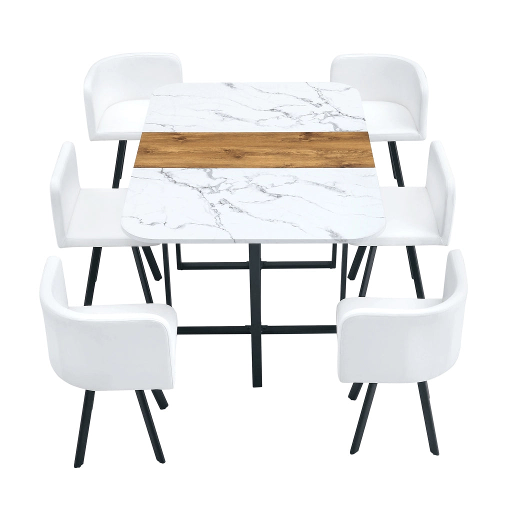 Tavolo da pranzo allungabile con 4 sedie salvaspazio, struttura in MDF e metallo, per cucina e soggiorno, bianco e nero