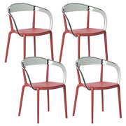 Set di 4 sedie da giardino rosso Materiale sintetico Plastica Interno Esterno Giardino con braccioli Sala da pranzo Stile moderno minimalista