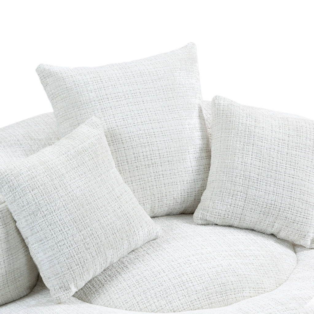Poltrona sacco 108x108x52 cm ampia e comoda in chenille beige