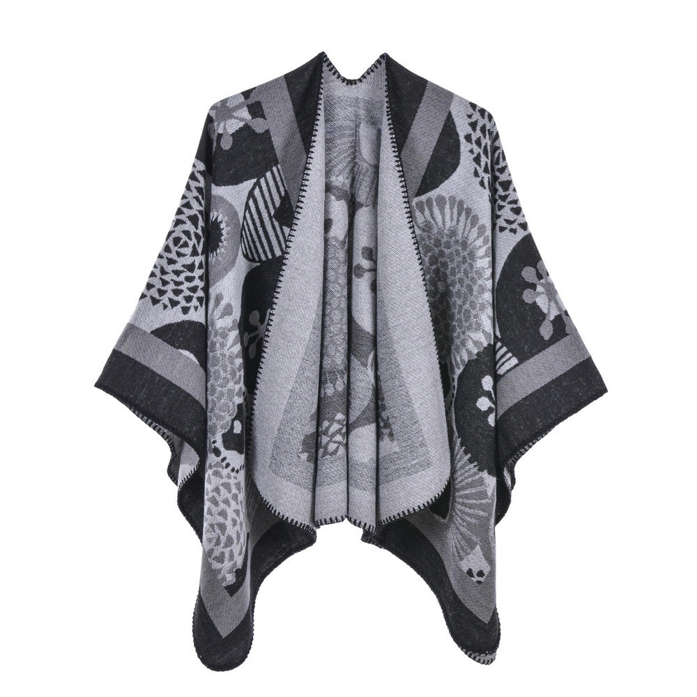 Sciarpa/stola da donna, elegante mantellina calda con spacco