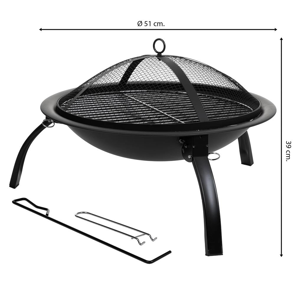 Barbecue da esterno in metallo con griglia nera D51x39h cm