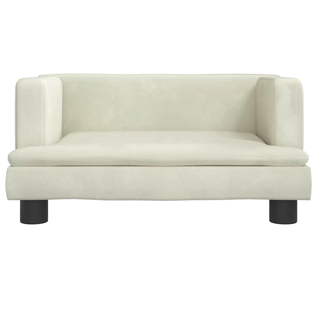Cuccia per cani a forma di cesto comoda 60 x 40 x 30 cm velluto crema 02_0042727