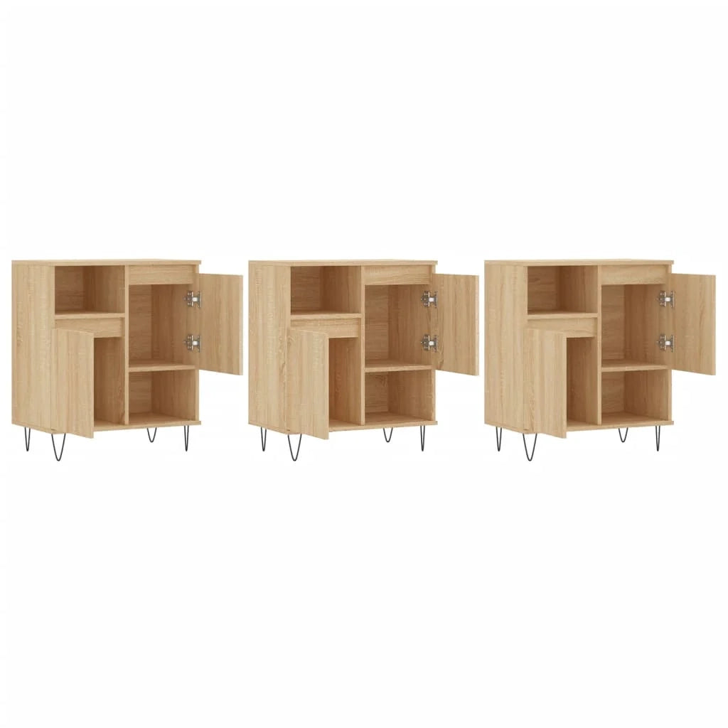 Buffet credenza cassettiera armadio mobile contenitore organizer per cucina soggiorno salotti 3 pezzi legno ingegnerizzato Sonoma marrone 02_0037114