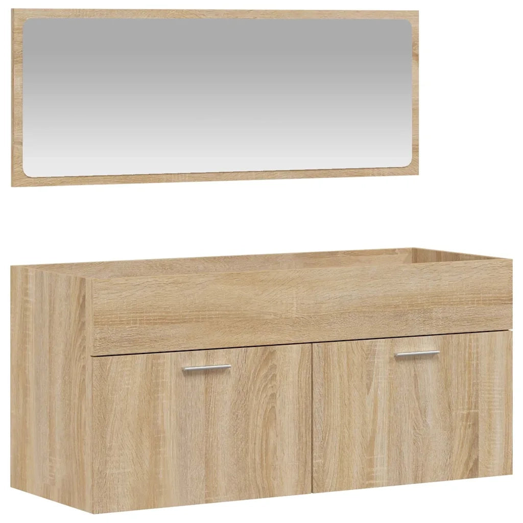 Mobile da Bagno con Specchio Rovere Sonoma in Legno Multistratocod mxl 82184