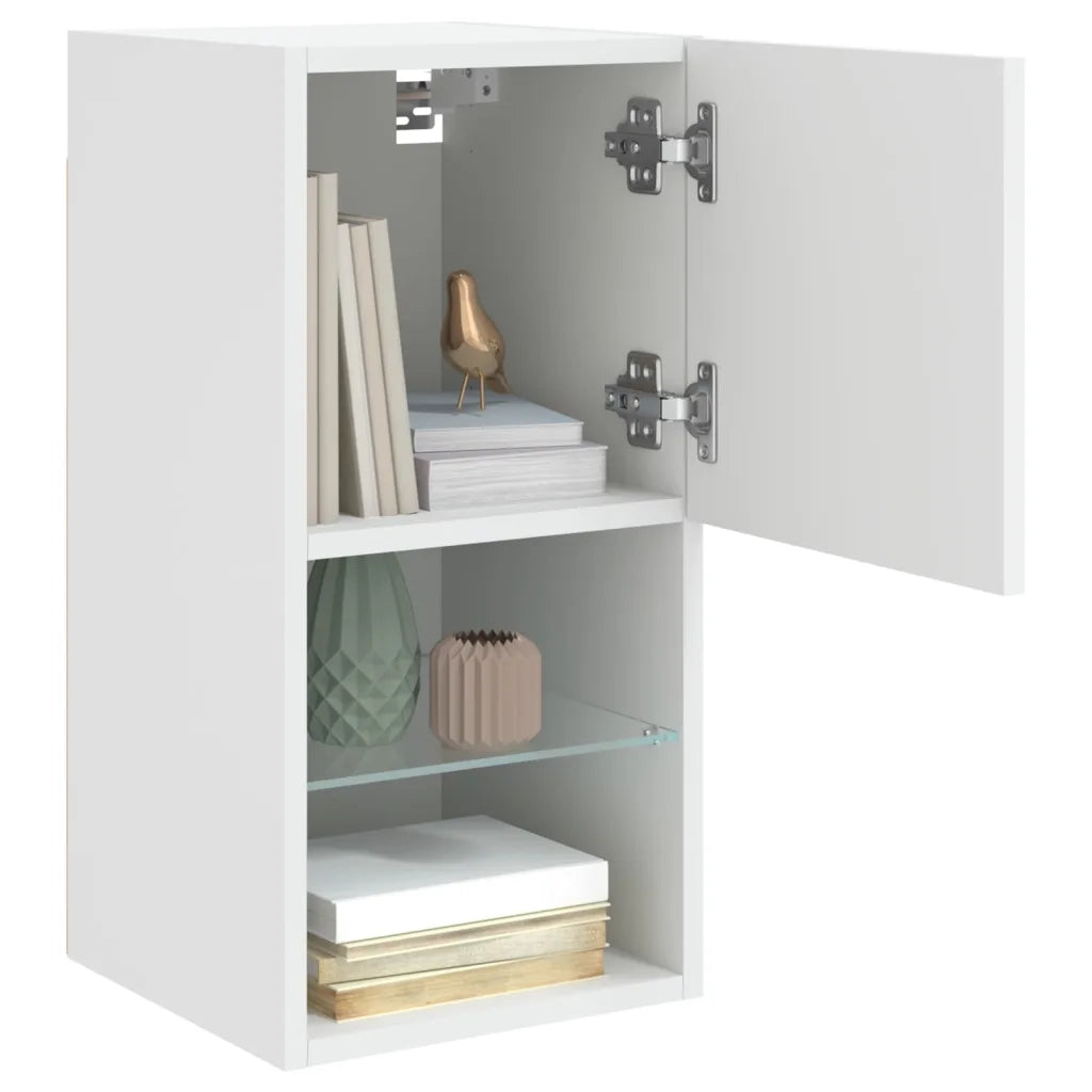 Mobili TV con Luci LED 2 pz-Credenza per TV Bianchi 30,5x30x60 cm