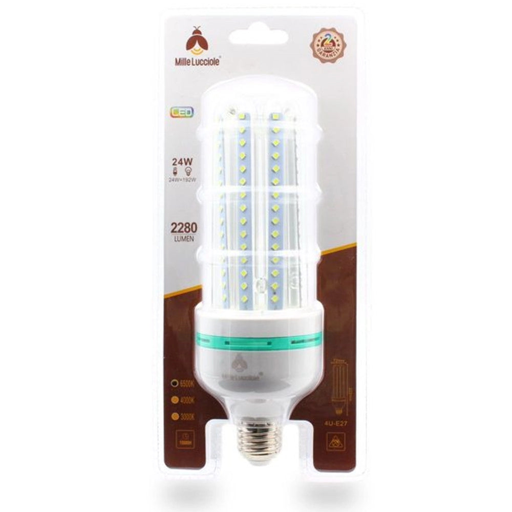 Trade Shop - Lampadina Led E27 24w 4u 2280lm Tubolare Tubo Lineare Luce Calda Fredda Naturale -