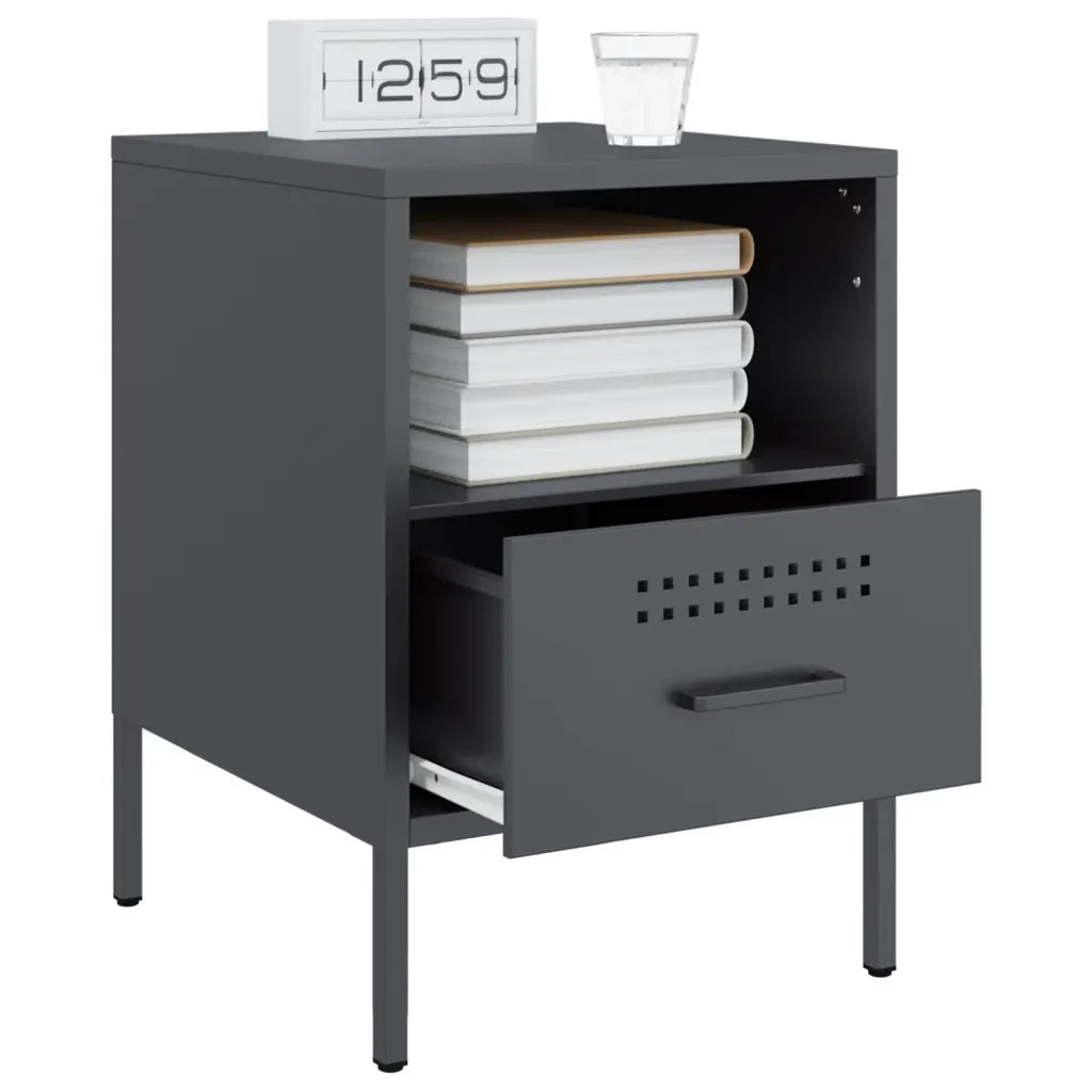 Comodino Antracite 36x39x50,5 cm in Acciaio 843058