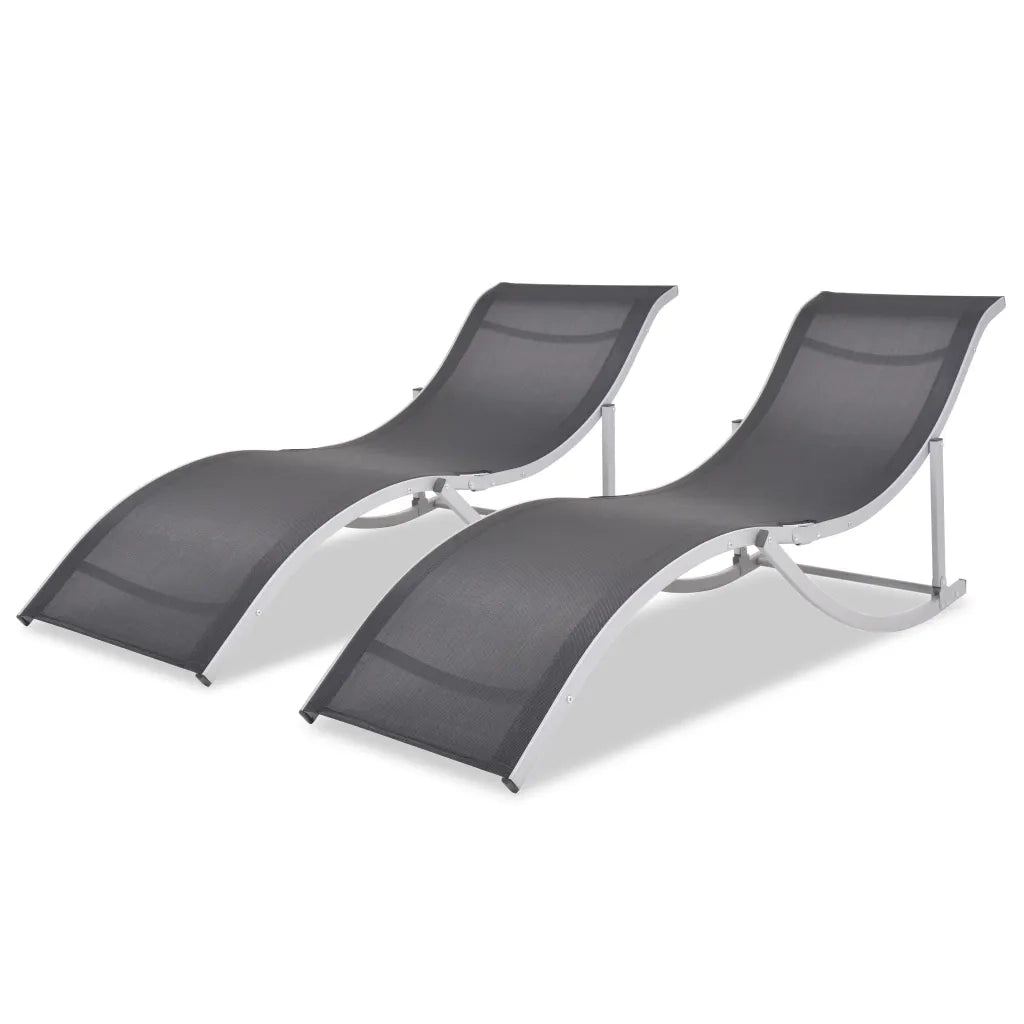 Lettini da Sole Pieghevoli 2 pz in Alluminio e Textilene cod mxl 6551