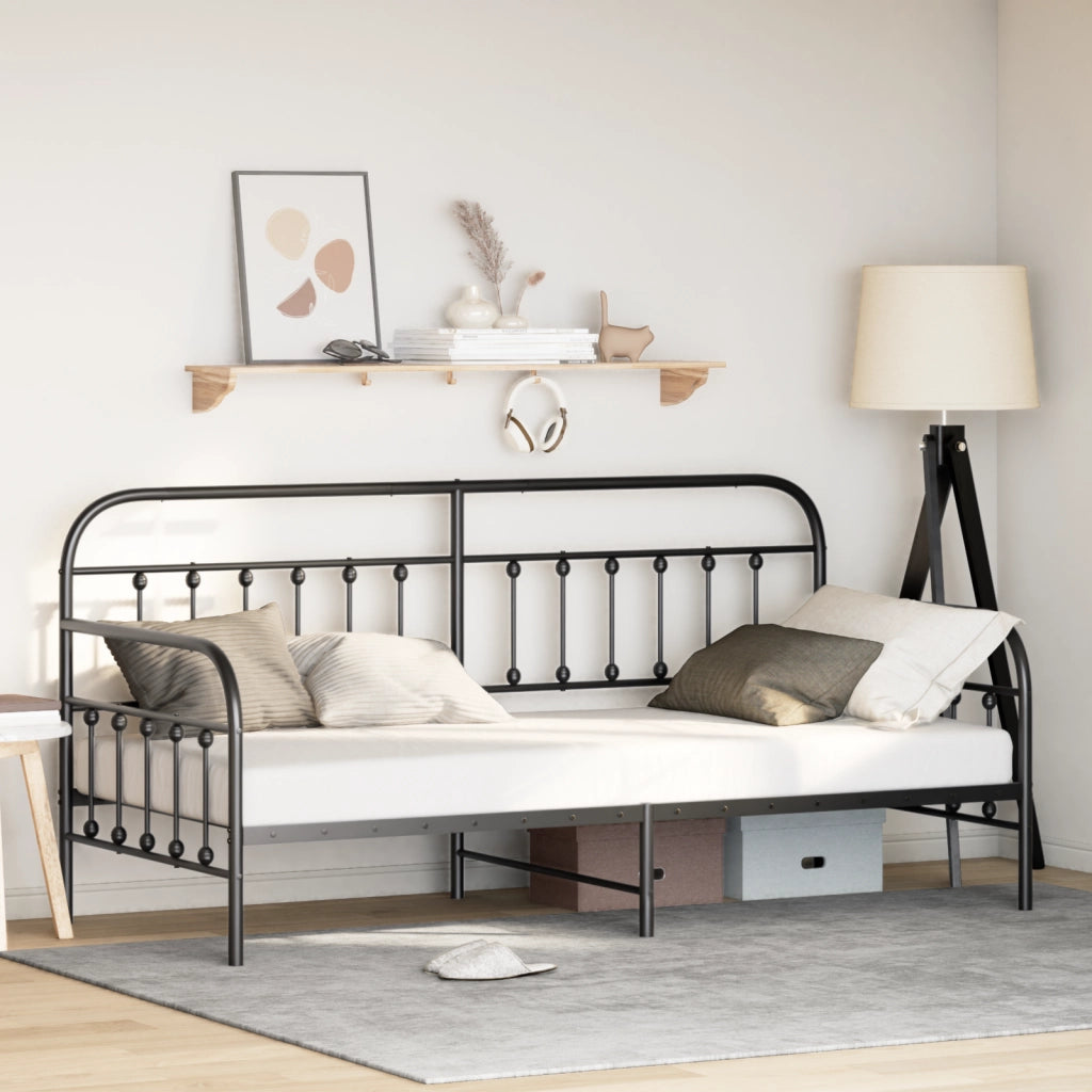Struttura Letto Daybed Nero 90x200 cm in Acciaio