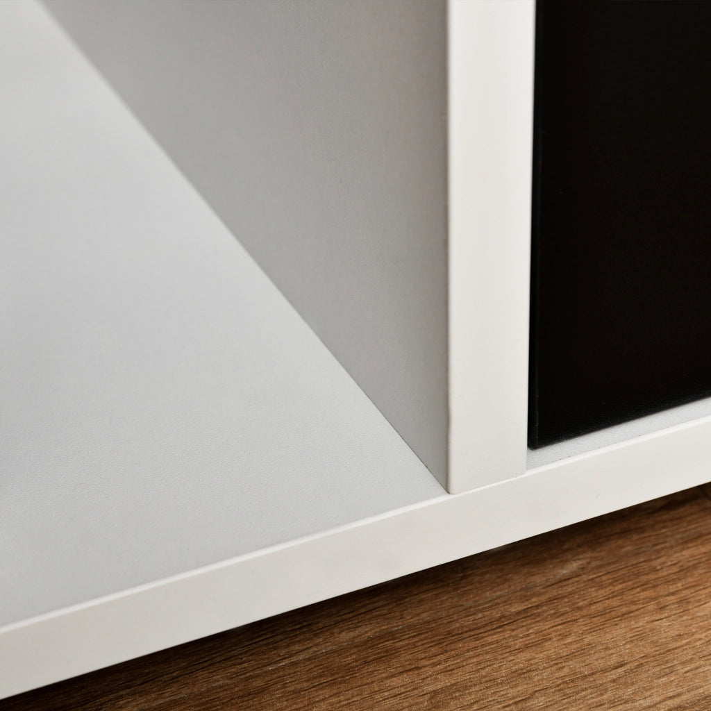 Mobile TV Moderno con 2 Cassetti ¨C zephmum ¨C Bianco e Nero 140x30x32 cm