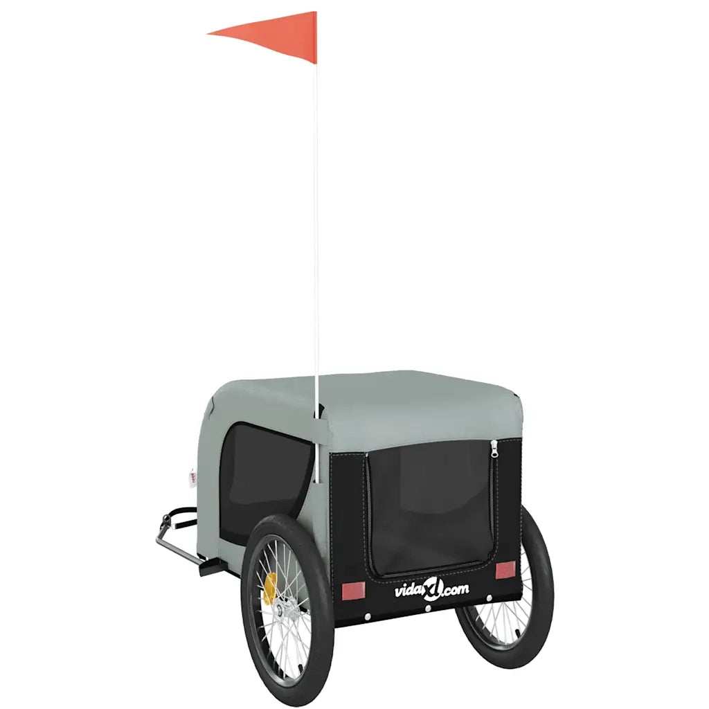 Rimorchio da Bici per Animali Grigio e Nero Oxford e Ferro CFW9936567