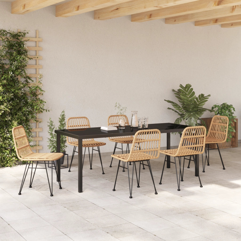 Set da Pranzo da Giardino 7 Pezzi Marrone in Polyrattan