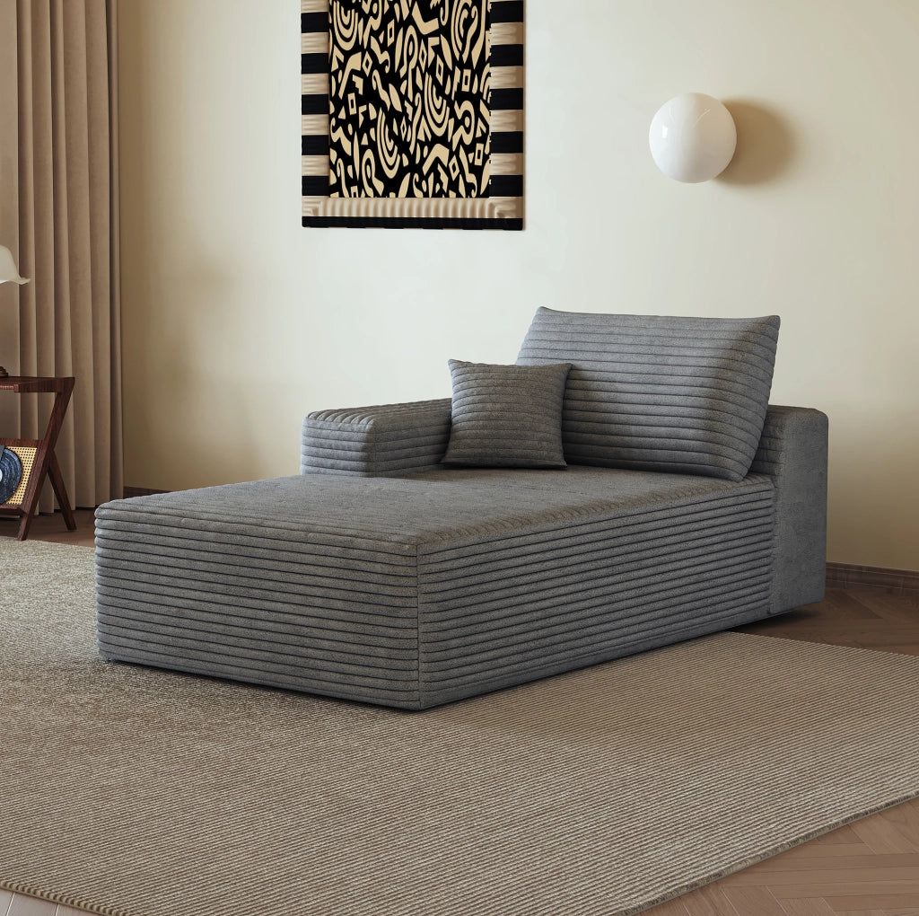 DIVANO chaise longue reversibile in tessuto corduroy grigio