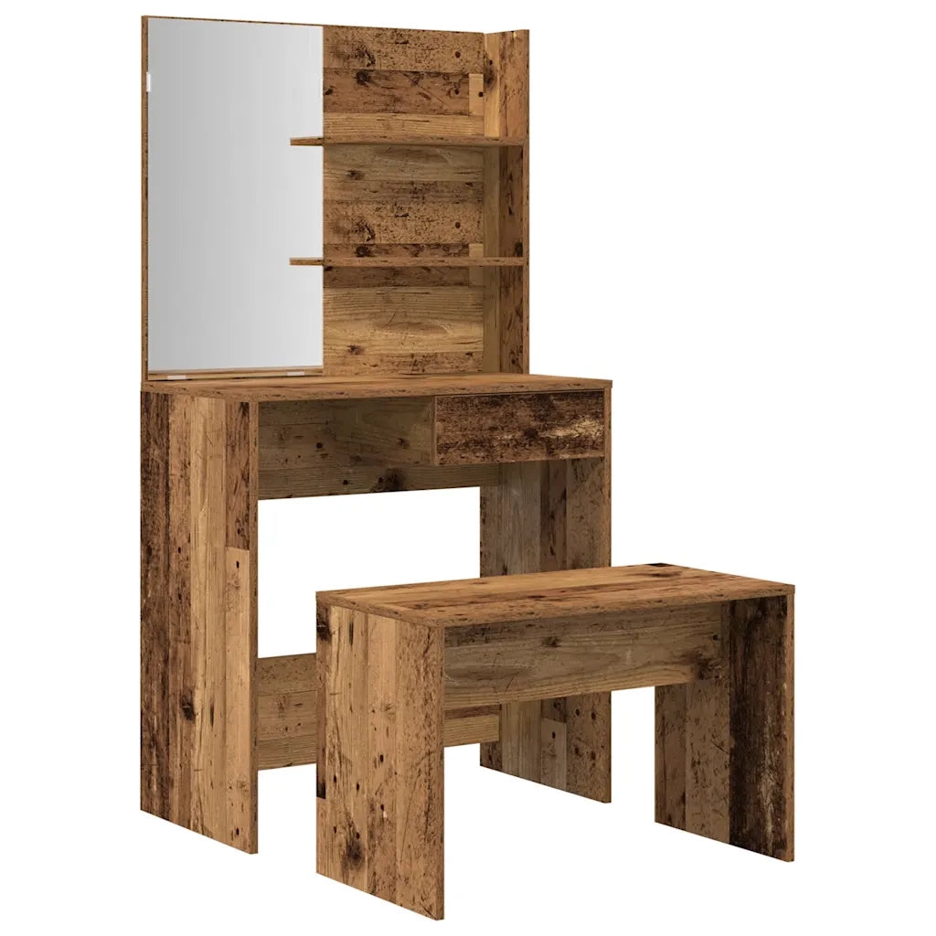 vidaXL Set Tavolo da Toeletta Legno Antico in Legno Multistrato