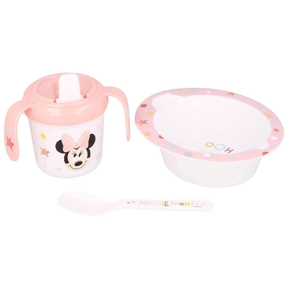 Trade Shop - Disney Baby Set Pappa 3 Pezzi Minnie Mouse Rosa Prima Pappa Per Bambini Asilo -