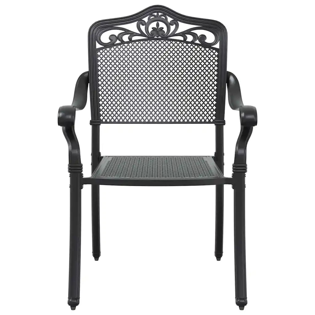 Set da Pranzo per Giardino 7 pcs Nero Alluminio
