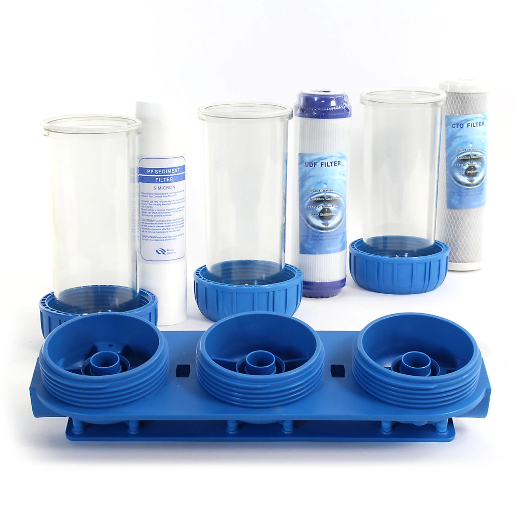 Naturewater Filtro dell'acqua a 3 livelli NW-BR10B4, con cartucce filtranti da 254 mm, attacco tubo 32,89 mm