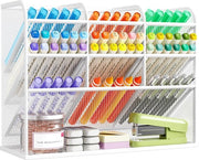 Organizzatore per ufficio, 9 posizioni per penne, tavolo per penne in metallo, penne per ufficio e scuola (bianco)