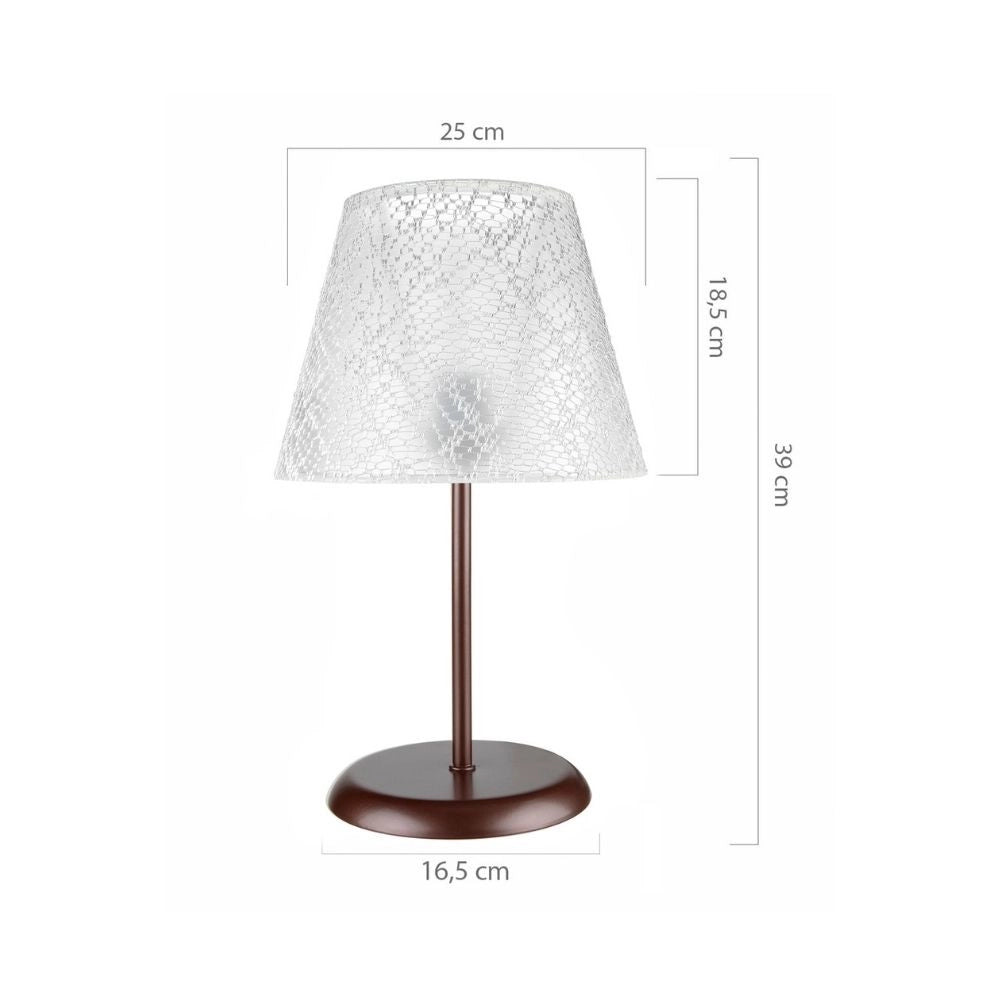 Lampada da tavolo Elva MNG3065 in metallo e paralume tessuto ricamo
