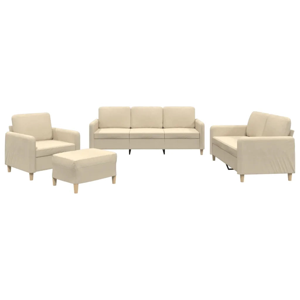 Set di Divani 4 pz con Cuscini Crema in Tessuto 3202064