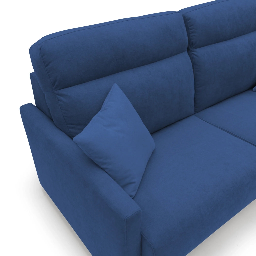 Margot Divano letto matrimoniale con schienale morbido alto in tessuto T02 196 cm (mat. 160x197) blu
