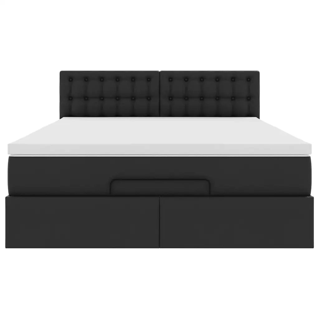 Pouf Letto con Materassi e LED Nero 140x200cm Similpelle