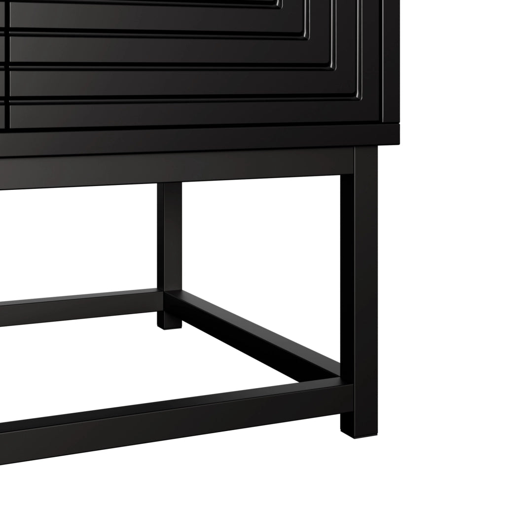Credenza 160x38x75.5 cm con 3 vani a doppia anta in pannello truciolare nero