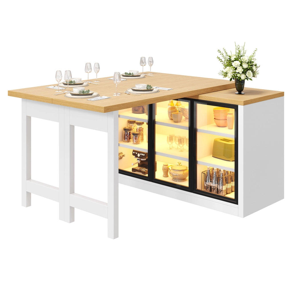 Tavolo da pranzo allungabile e girevole a 360 gradi con mobile - 120-197x40x72 cm