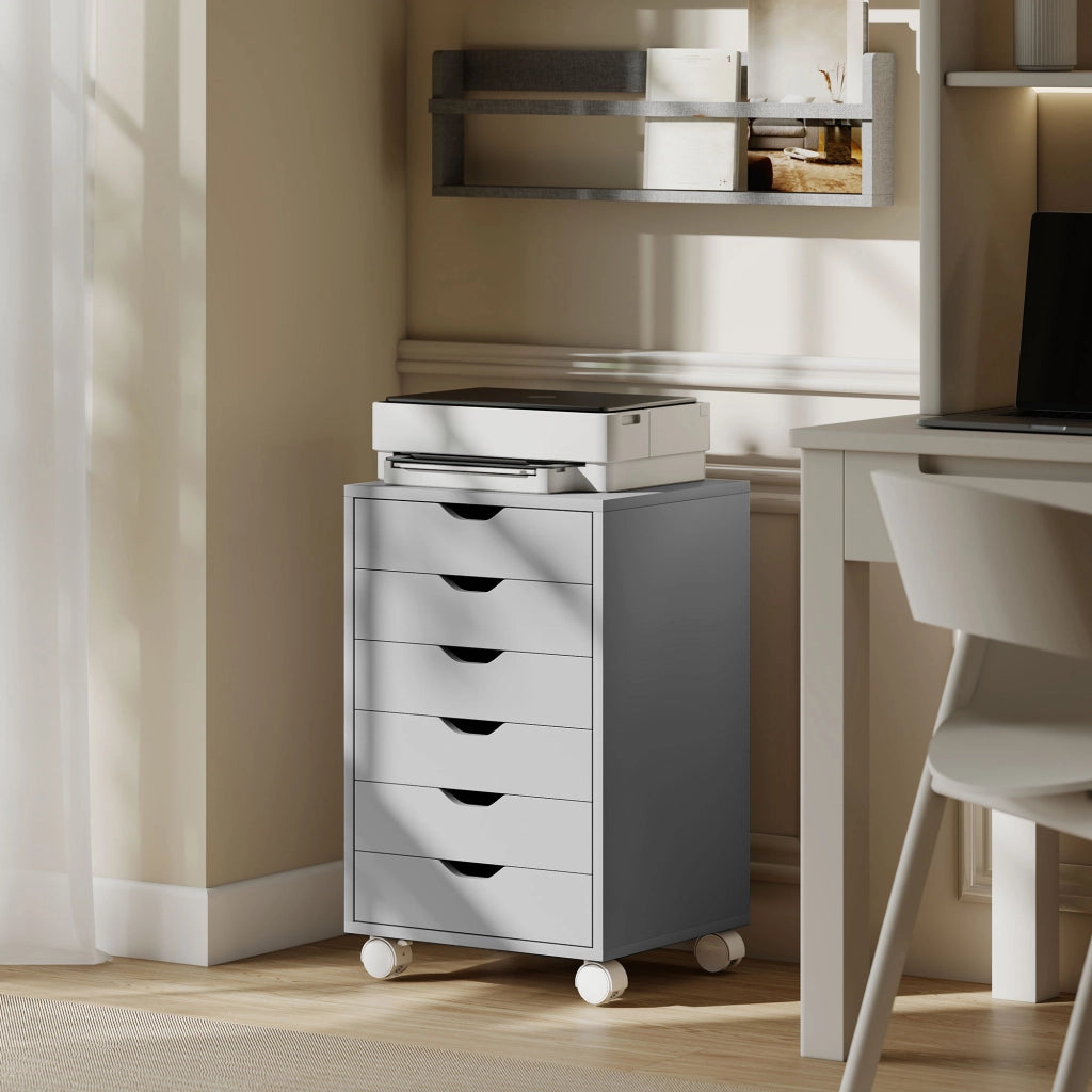 Scrivania con cassetti ¨C ZephMum ¨C Grigio 6 cassetti ruote