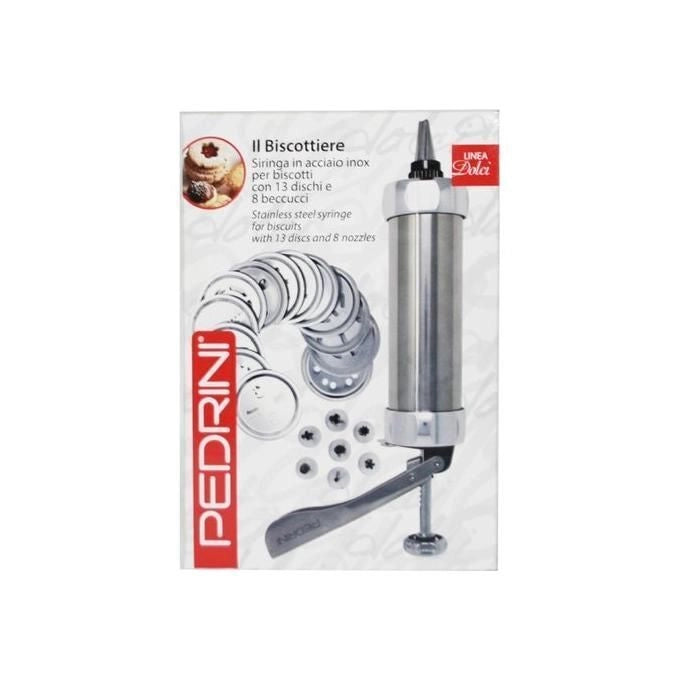 Pedrini Siringa per Biscotti in Acciaio Inox con 13 Dischi e 8 Beccucci