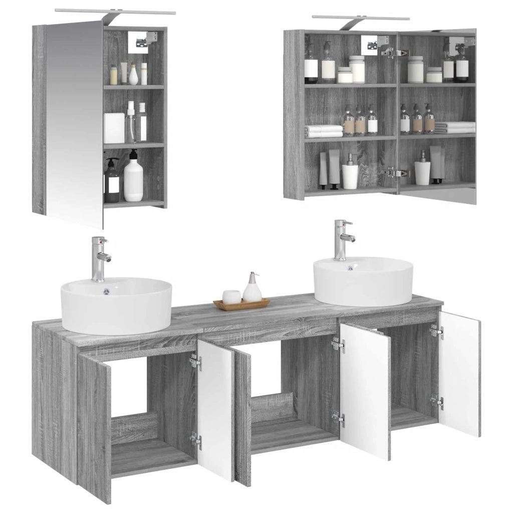 Set di Armadi da Bagno 5 pcs Sonoma grigio Legno ingegnerizzato 3406436