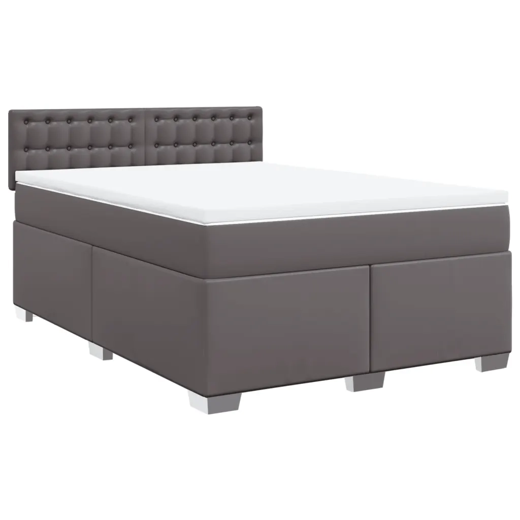 Giroletto a Molle con Materasso Grigio 140x200 cm in Similpelle
