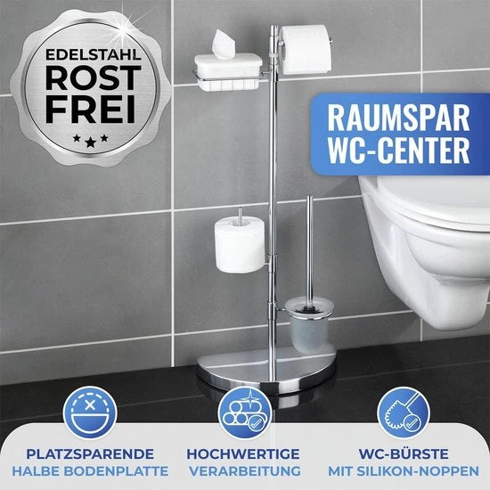 Set di wc con contenitore per risciacquo e contenitore per tessuto umido - 34 x 84,5 x 18 cm - Toiletbutler in acciaio inox
