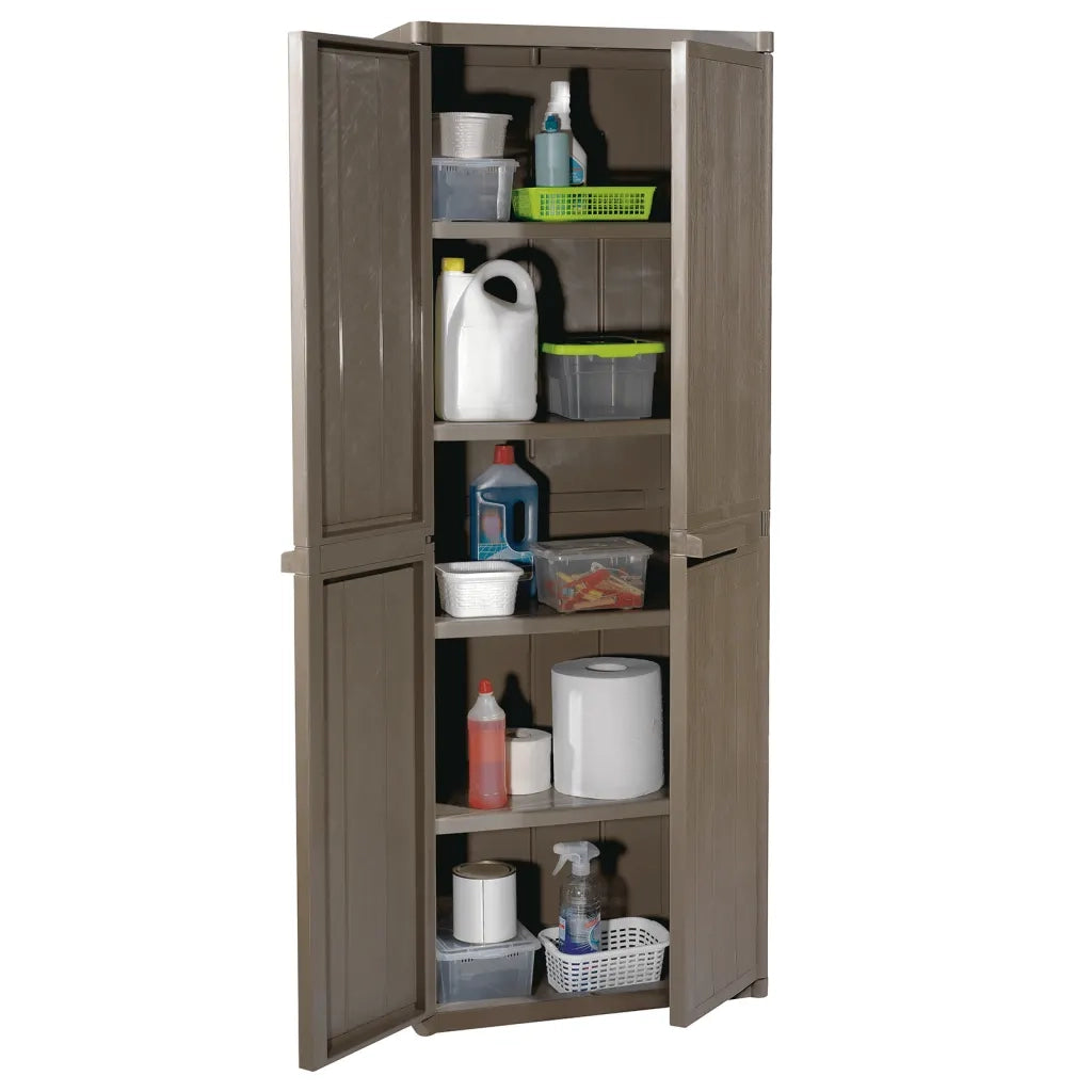 Armadio da Giardino Marrone 65x45x172 cm in PP Aspetto Legno 151240