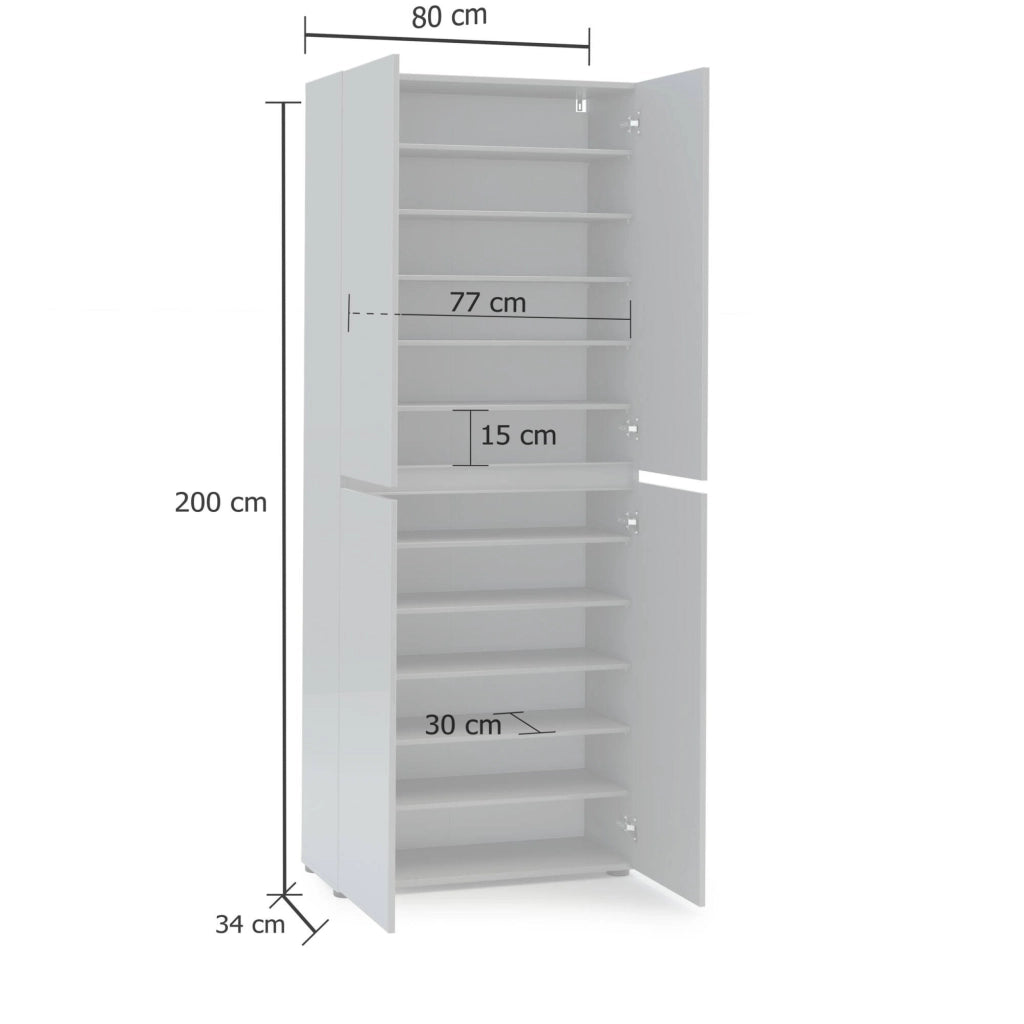 Scarpiera Antaleone, Mobile portascarpe, Armadio da ingresso multiuso, Mobiletto per calzature, Made in Italy, 80x34h200 cm, Grigio