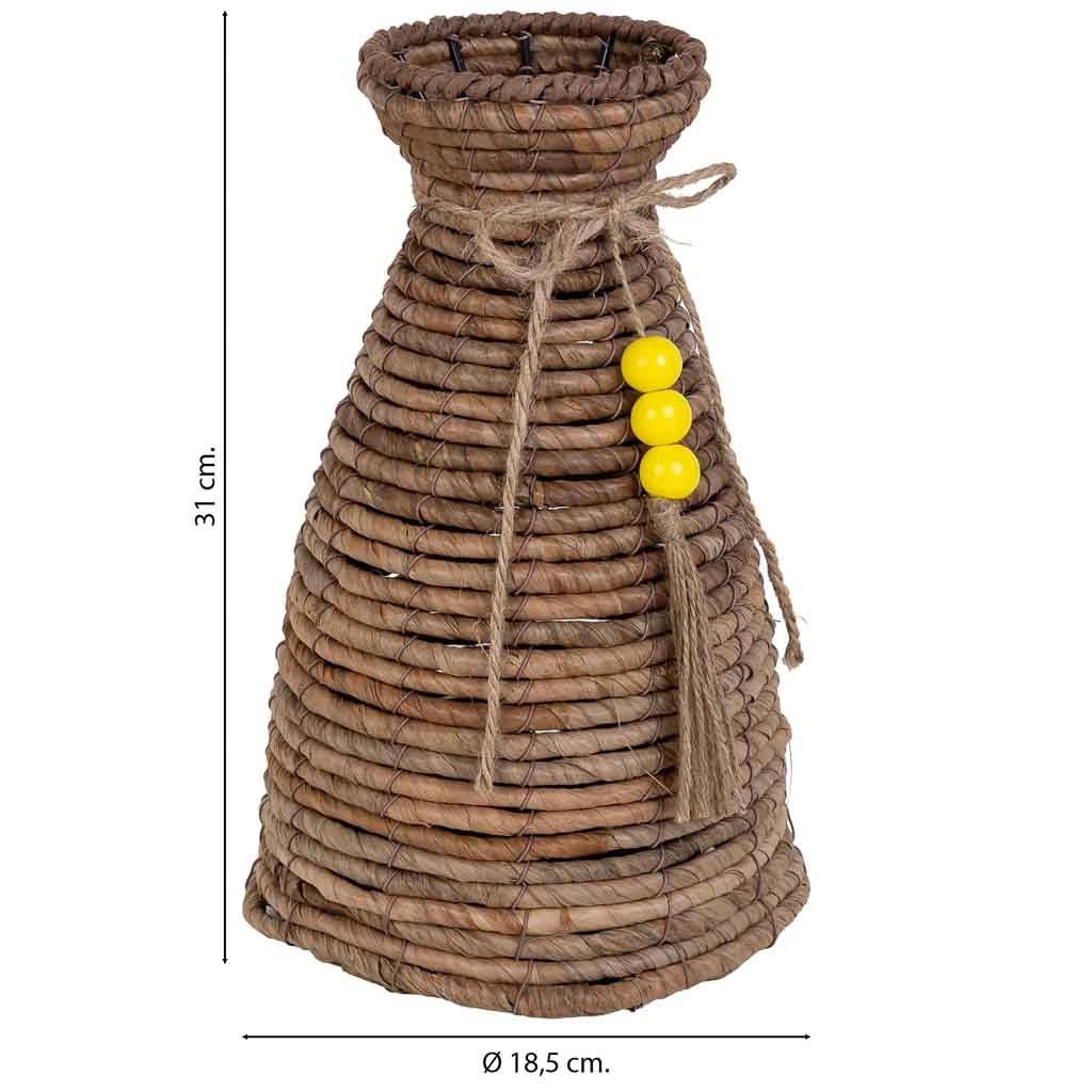 Vaso in foglia di banano naturale marrone, D18,5X31h cm