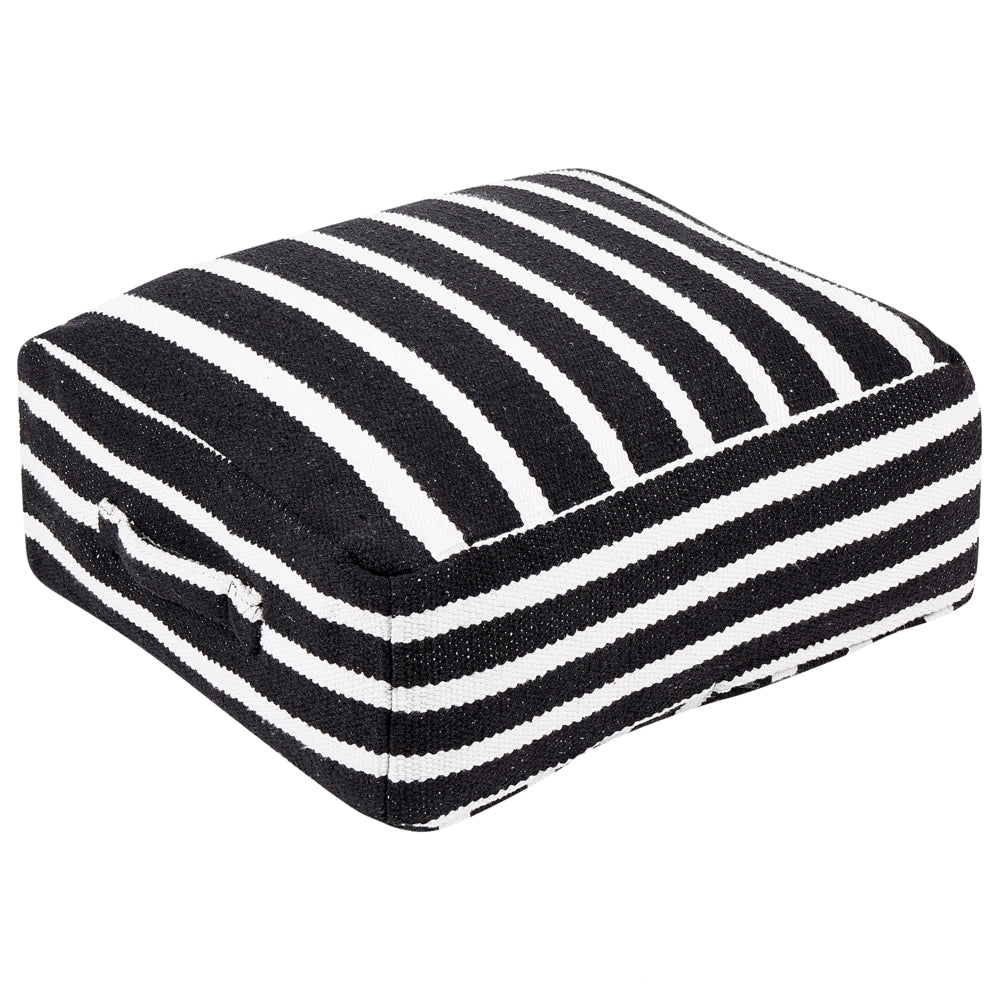 Pouf colore bianco e nero ⌀ 50 cm dalla forma quadrata stile boho cuscino da pavimento salotto
