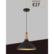 Trade Shop - Lampadario A Sospensione Stile Industriale Lampada Pendente E27 Nero Bianco A92 - Nero