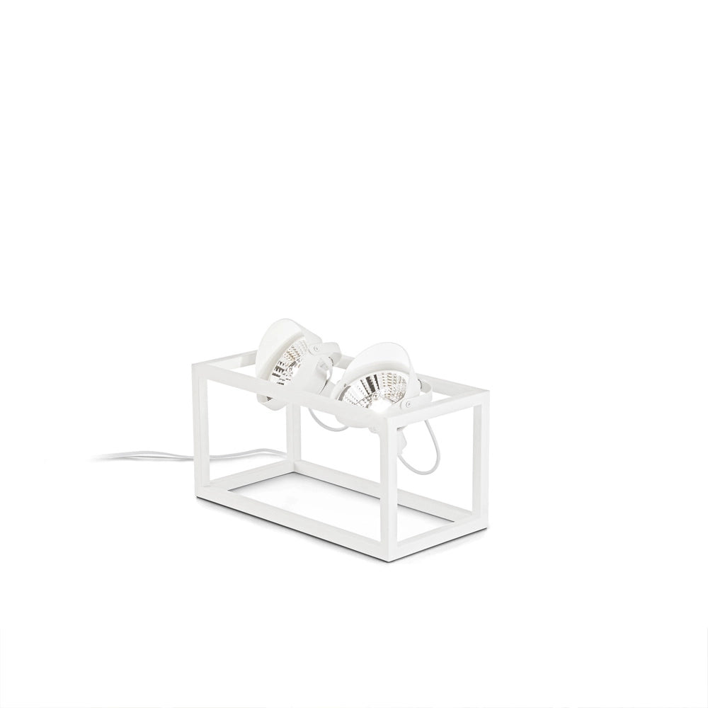 Piantana Industrial-Minimal Audio Metallo Bianco 2 Luci Gu10 10W 3000K H19Cm