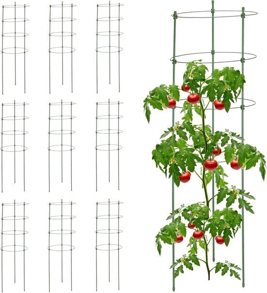 Supporto per piante da 10 a 90 cm alto - Plastica e metallo - Verde - Per rose, pomodori e altro