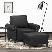 Poltrona con Poggiapiedi Nero 60 cm in Similpelle 3201200