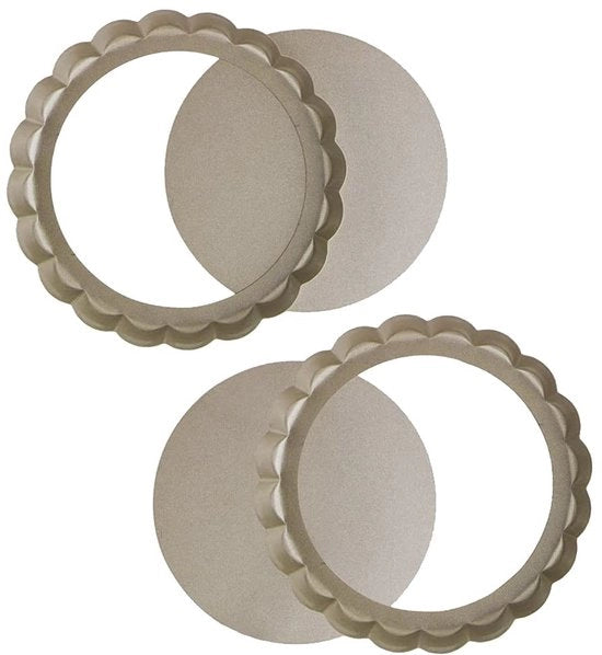 Forma per quiche da 2 pezzi - Smalto antiaderente - Acciaio inossidabile - Dimensioni 10 x 2 cm - Facile da pulire - Adatto per pizza/focaccia - Forma per torta