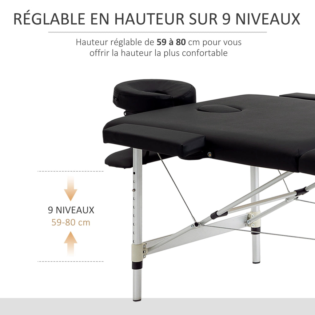 Tavolo da massaggio pieghevole portatile ¨C zephmum ¨C nero 90x210 cm